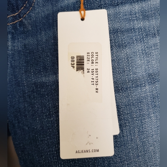 AG the Isabelle high waist cuff crop straight leg jeans in 15y finite size 24 - Picture 16 of 16